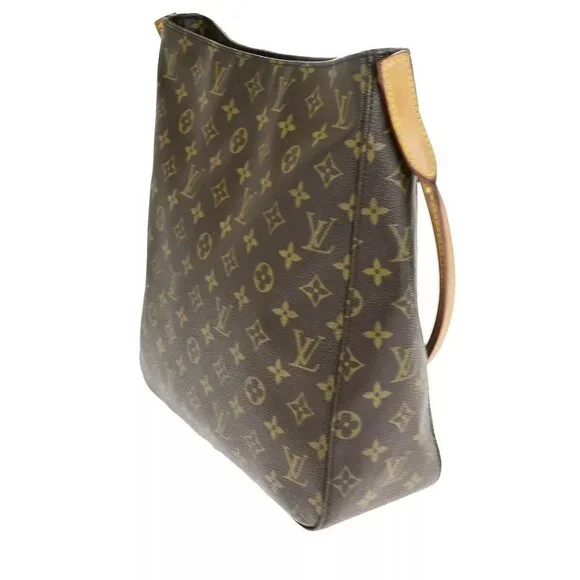 LOUIS VUITTON Logo Looping GM Shoulder Bag Monogram Leather Brown M51145 89FA801